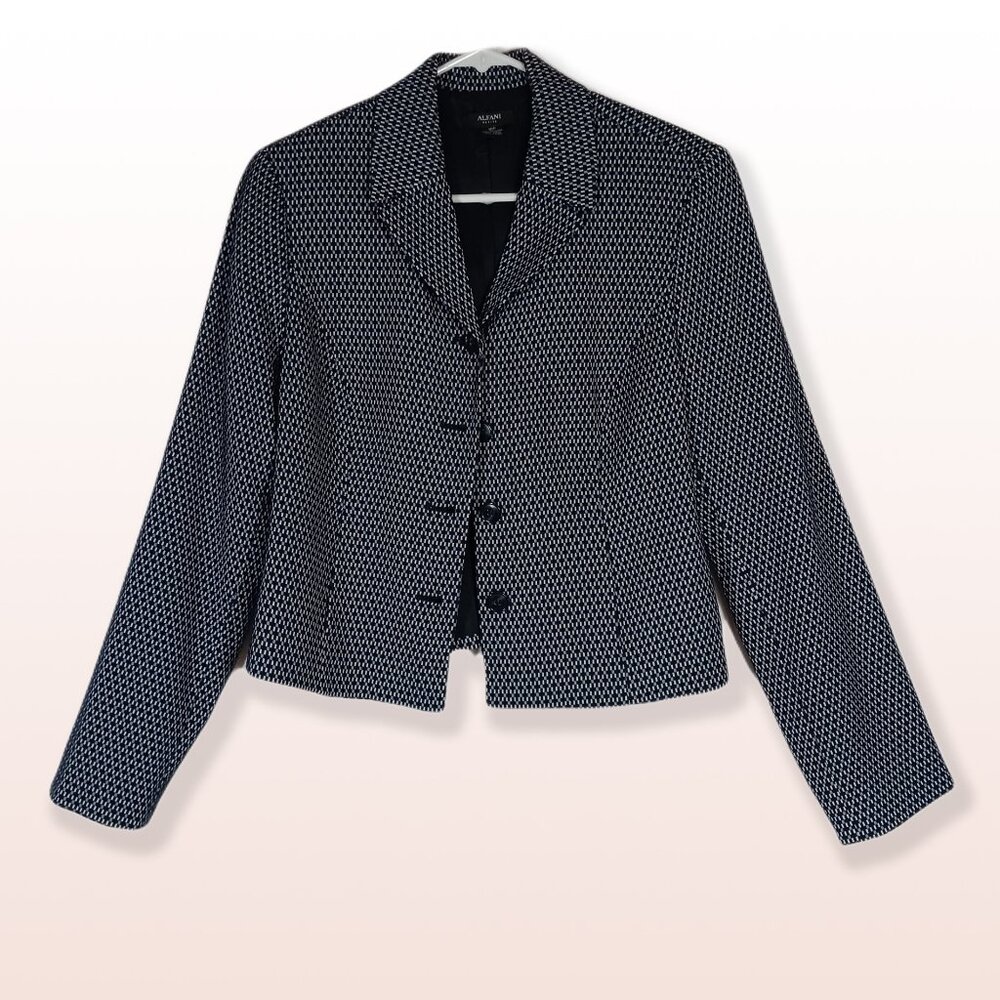 Alfani Short Waisted Career Black Cream & Grey Checked Jacket Size  10p